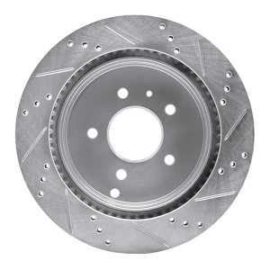 Chevrolet Captiva Brake Rotor (1) - Rear Left - R1 Concepts - Drilled & Slotted - Silver - `07-`15